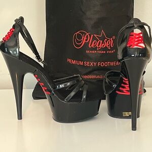 Pleaser Black and Red Platform Stiletto Heels